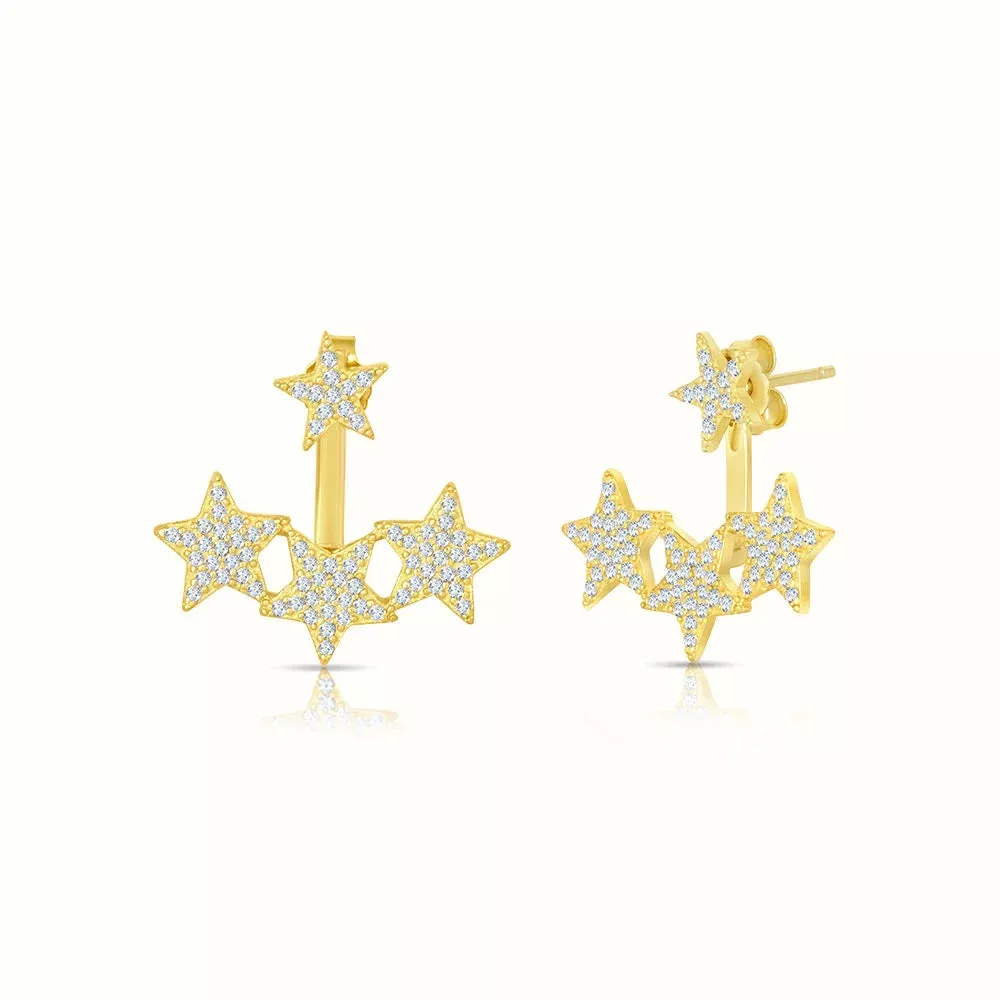 Women's Vermeil 4 Diamond Star Earrings