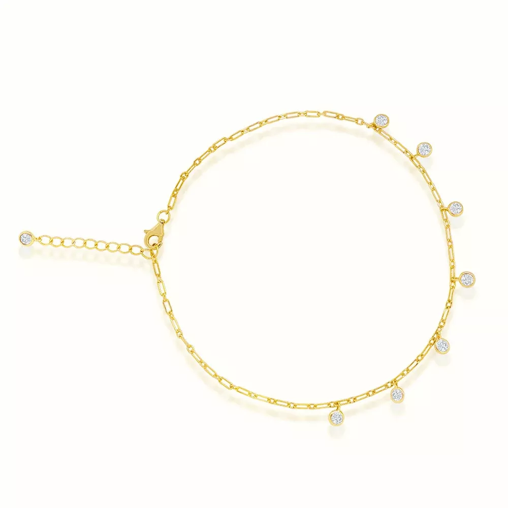 Women's Vermeil Bezel Diamond Anklet 2