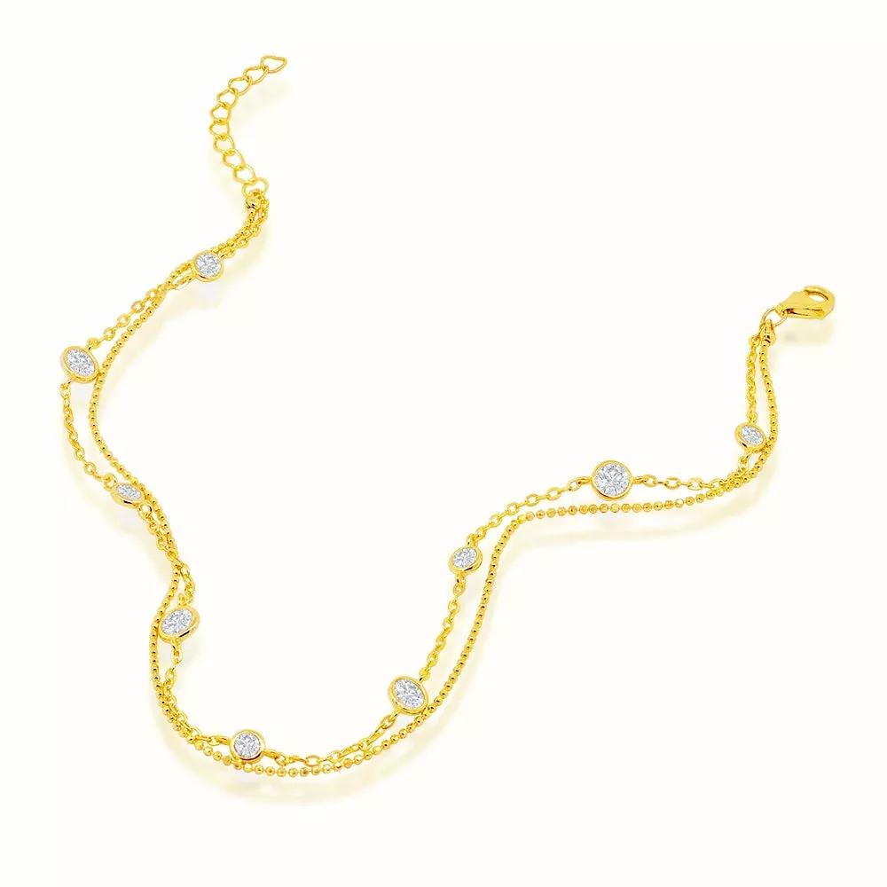 Women's Vermeil Bezel Diamonds Anklet