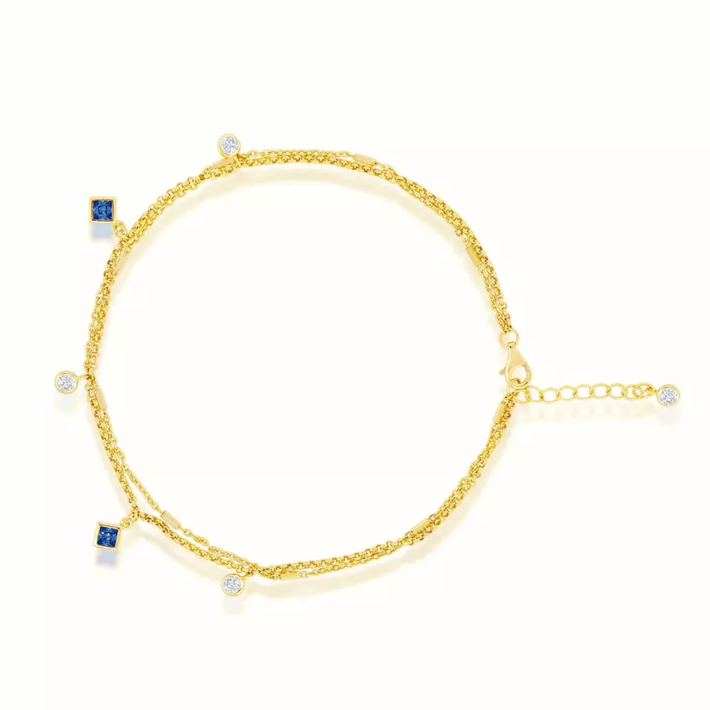 Women's Vermeil Blue Diamond Anklet