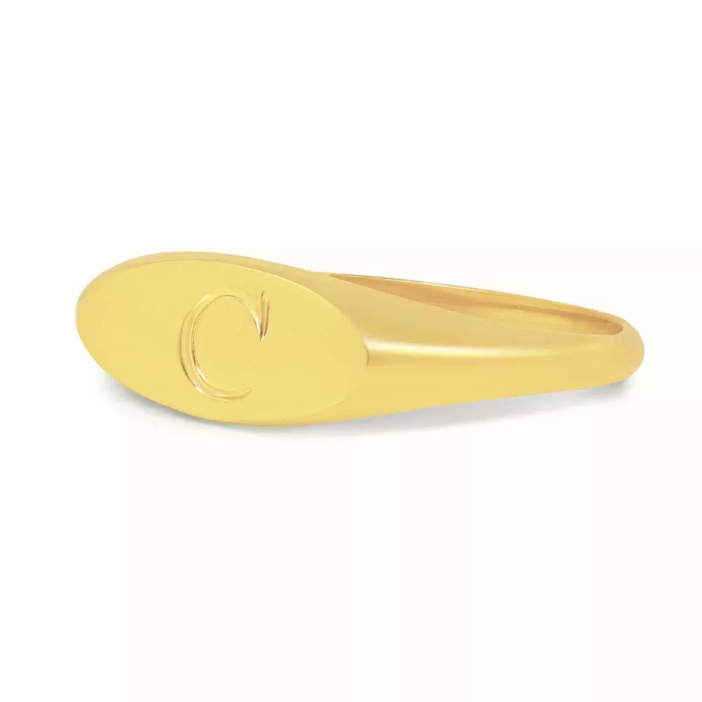 Women's Vermeil Custom Initial Letter Small Signet Ring