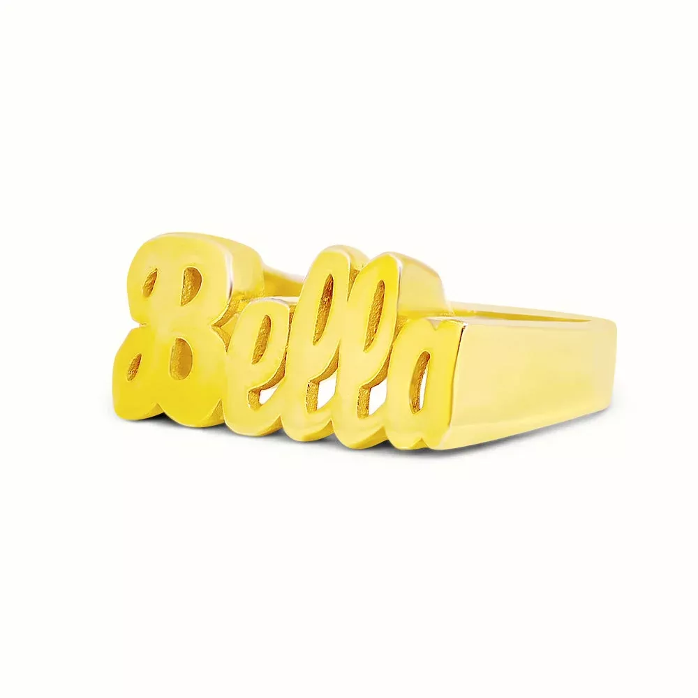 Women's Vermeil Custom Script Name Ring V2