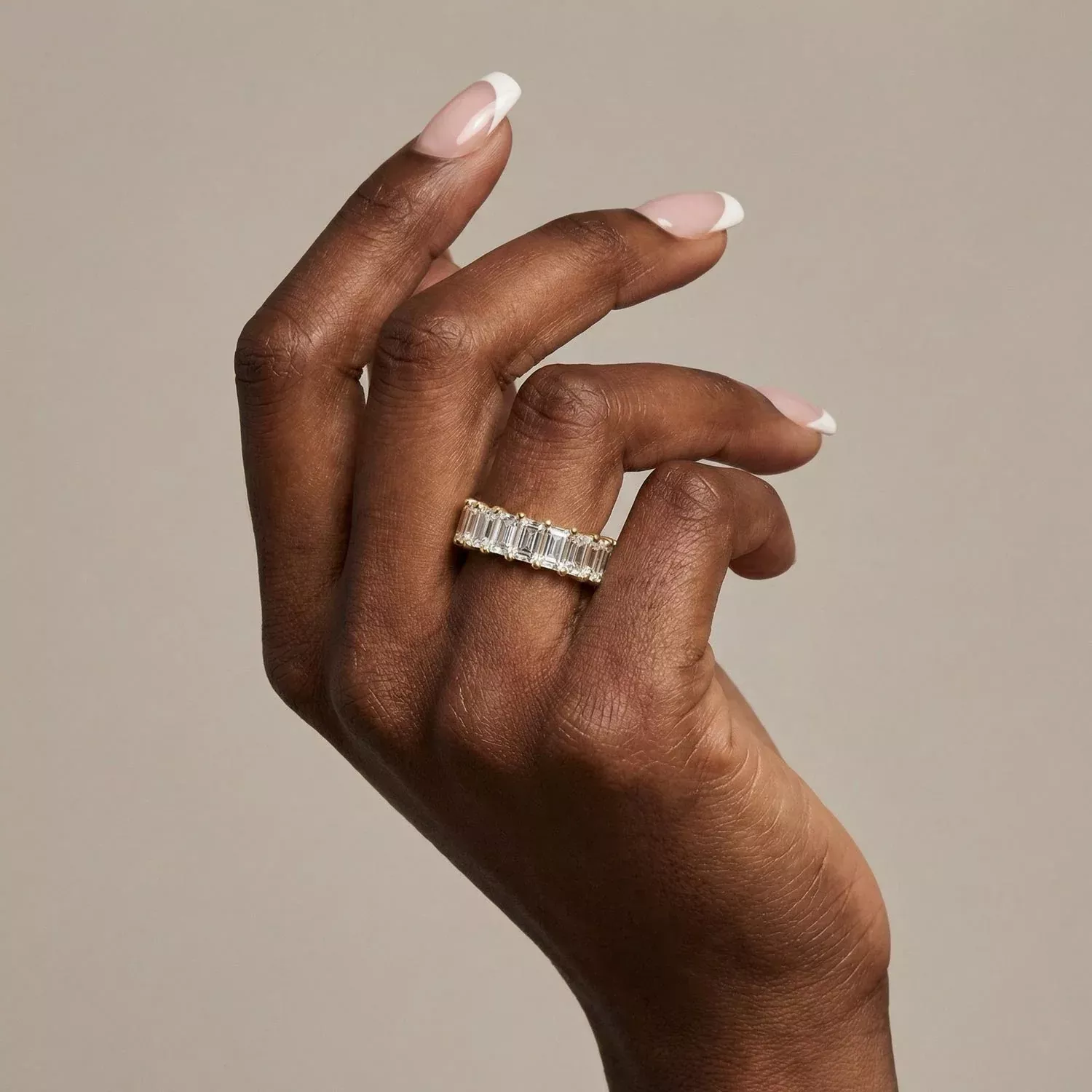Women's Vermeil Diamond Baguette Eternity Ring