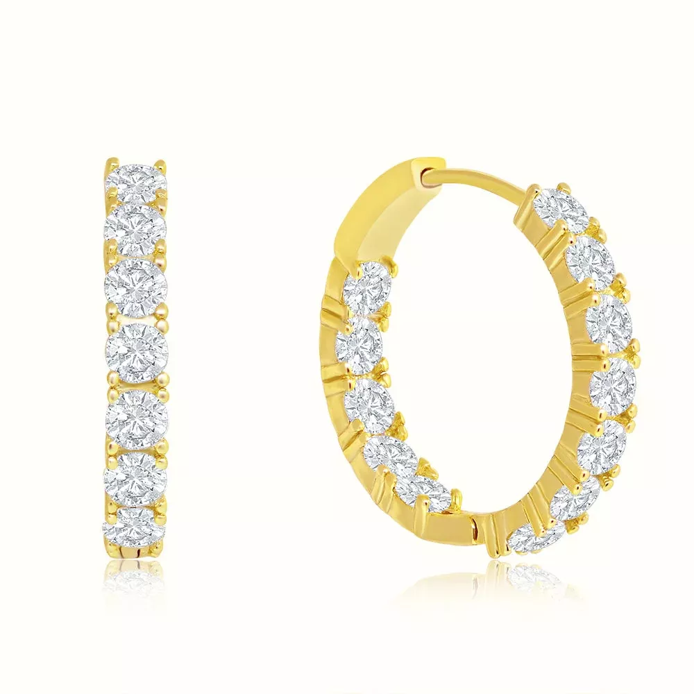 Women's Vermeil Diamond Buttercup Large Hoop Earrings