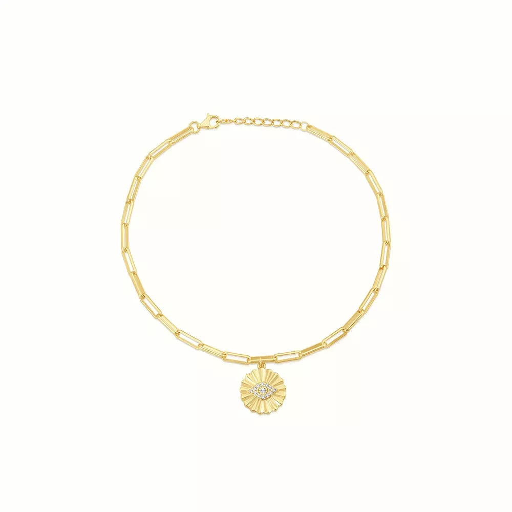 Women's Vermeil Diamond Evil Eye Sun Anklet