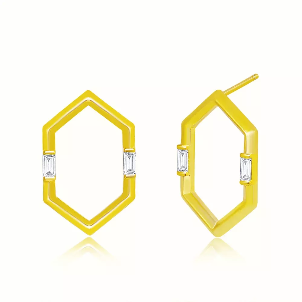 Women's Vermeil Diamond Geometric Earrings
