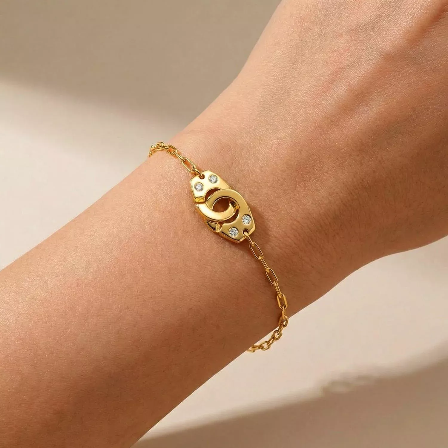 Women's Vermeil Diamond Locked Handcuff Bracelet