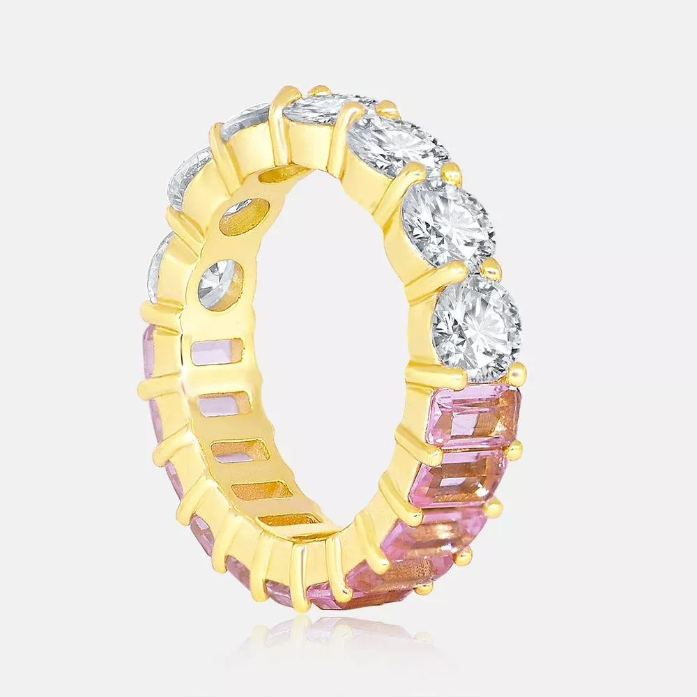 Women's Vermeil Diamond & Pink Emerald Ring