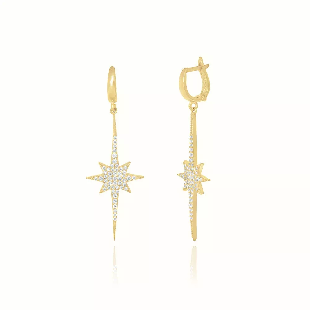 Women's Vermeil Diamond Shinning Star Earrings