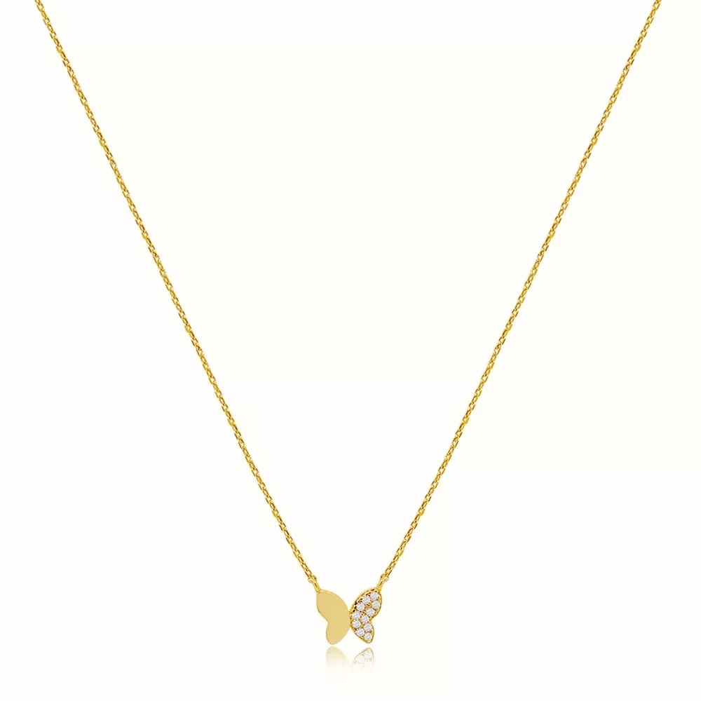 Women's Vermeil Gold & Diamond Butterfly Necklace Pendant