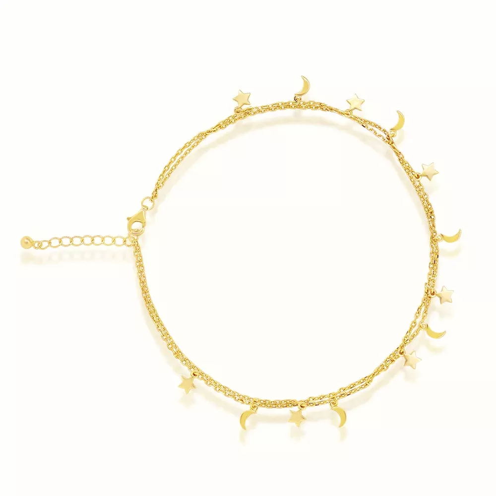 Women's Vermeil Moon Star Anklet