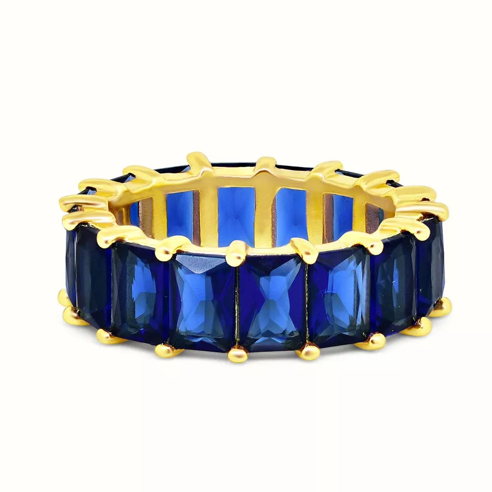 Women's Vermeil Multi Color Emerald Eternity Ring
