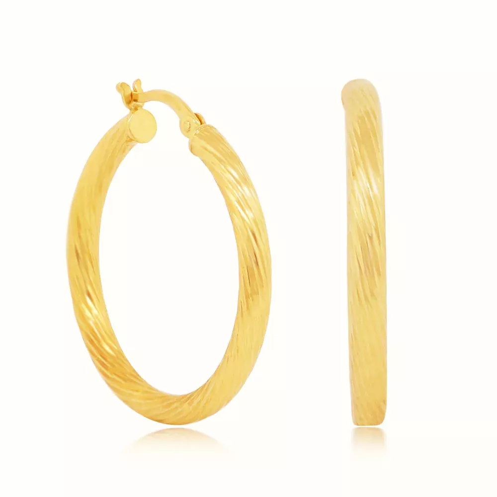 Women's Vermeil Texture Large Hoop Earrings