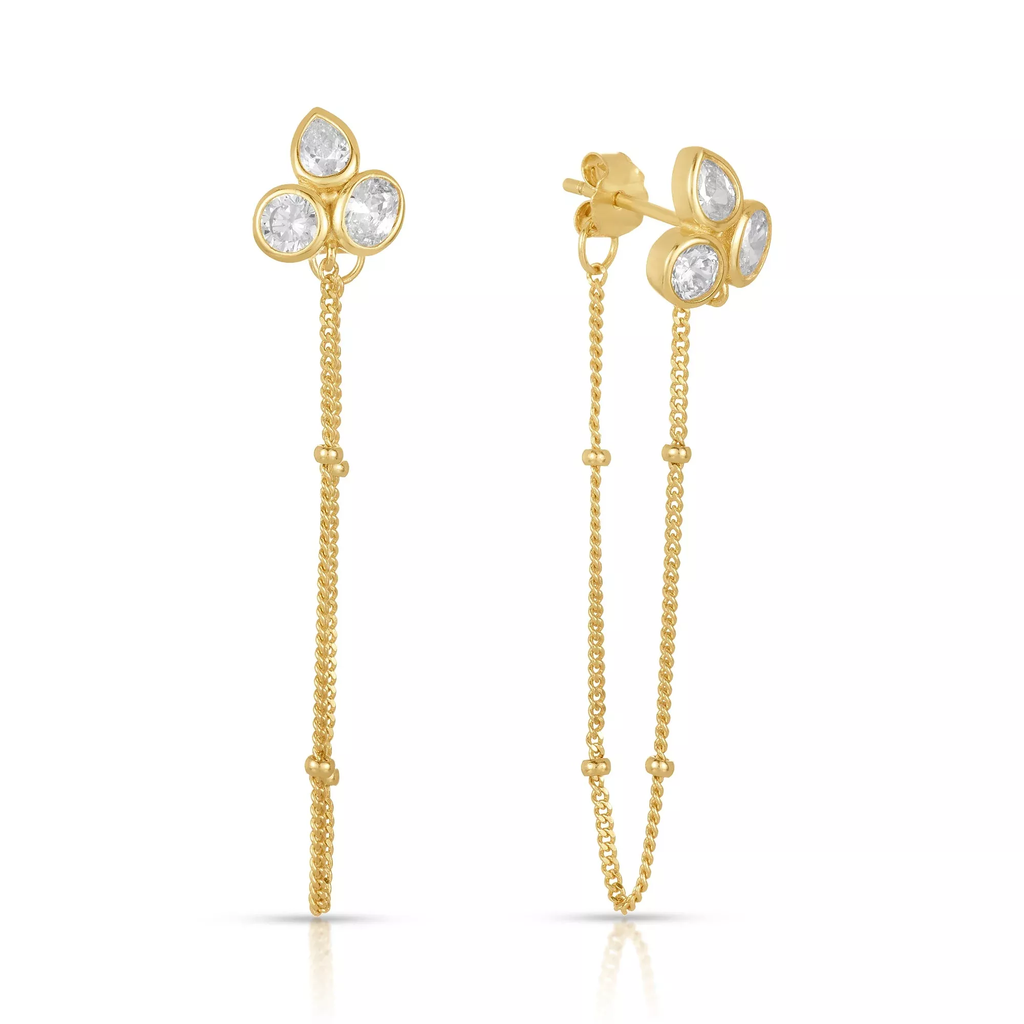 Women's Vermeil Trinity Diamond Petals Earrings