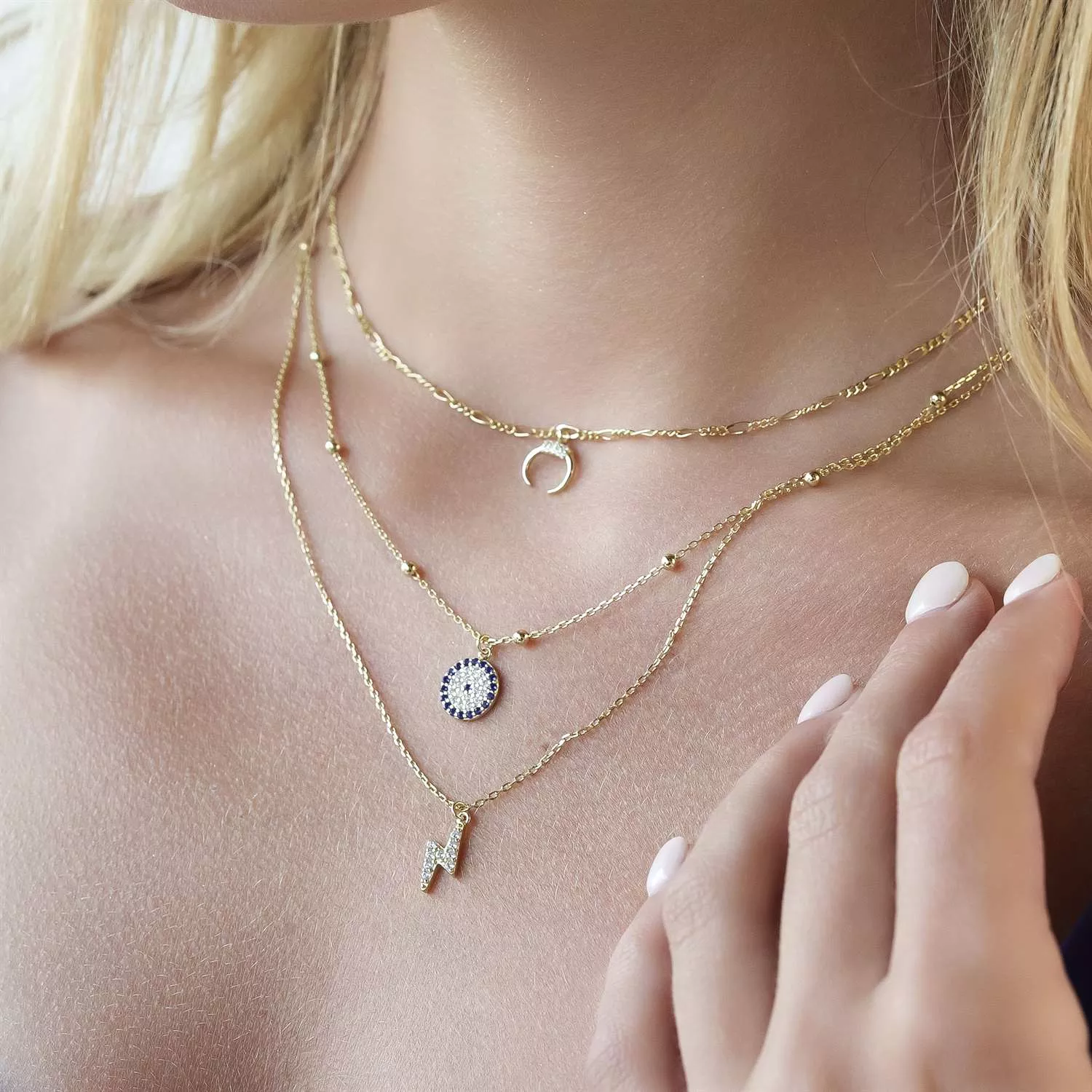 Women's Vermeil Triple Layered Diamond Necklace Pendant