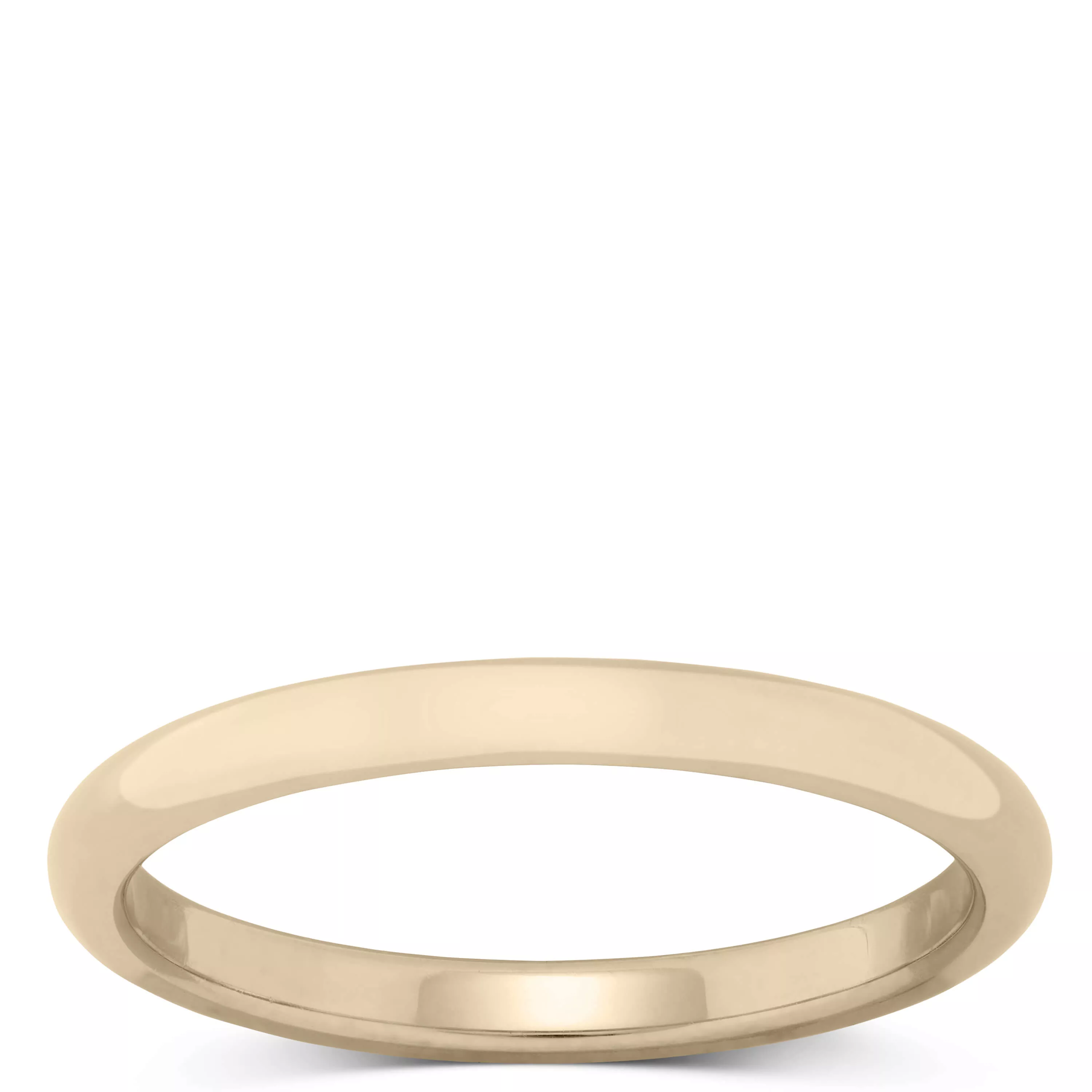 Yellow Gold Polished Rounded Comfort Fit 2mm Band 14K