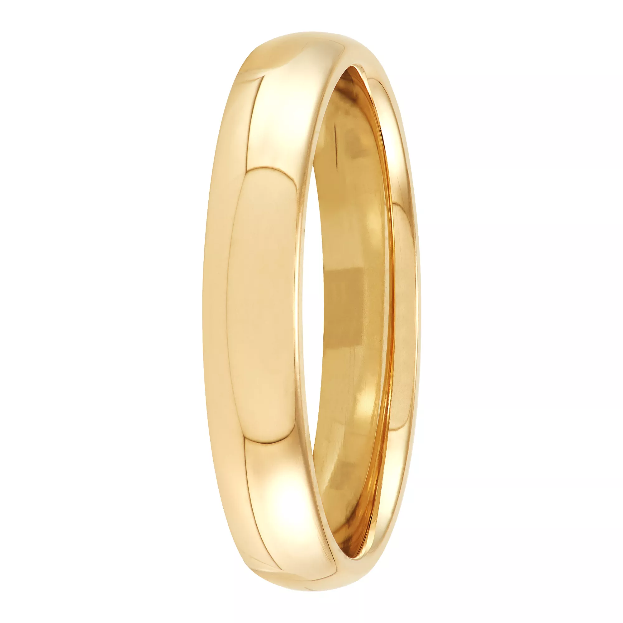 Yellow Gold Polished Rounded Comfort Fit 4mm Band 18K