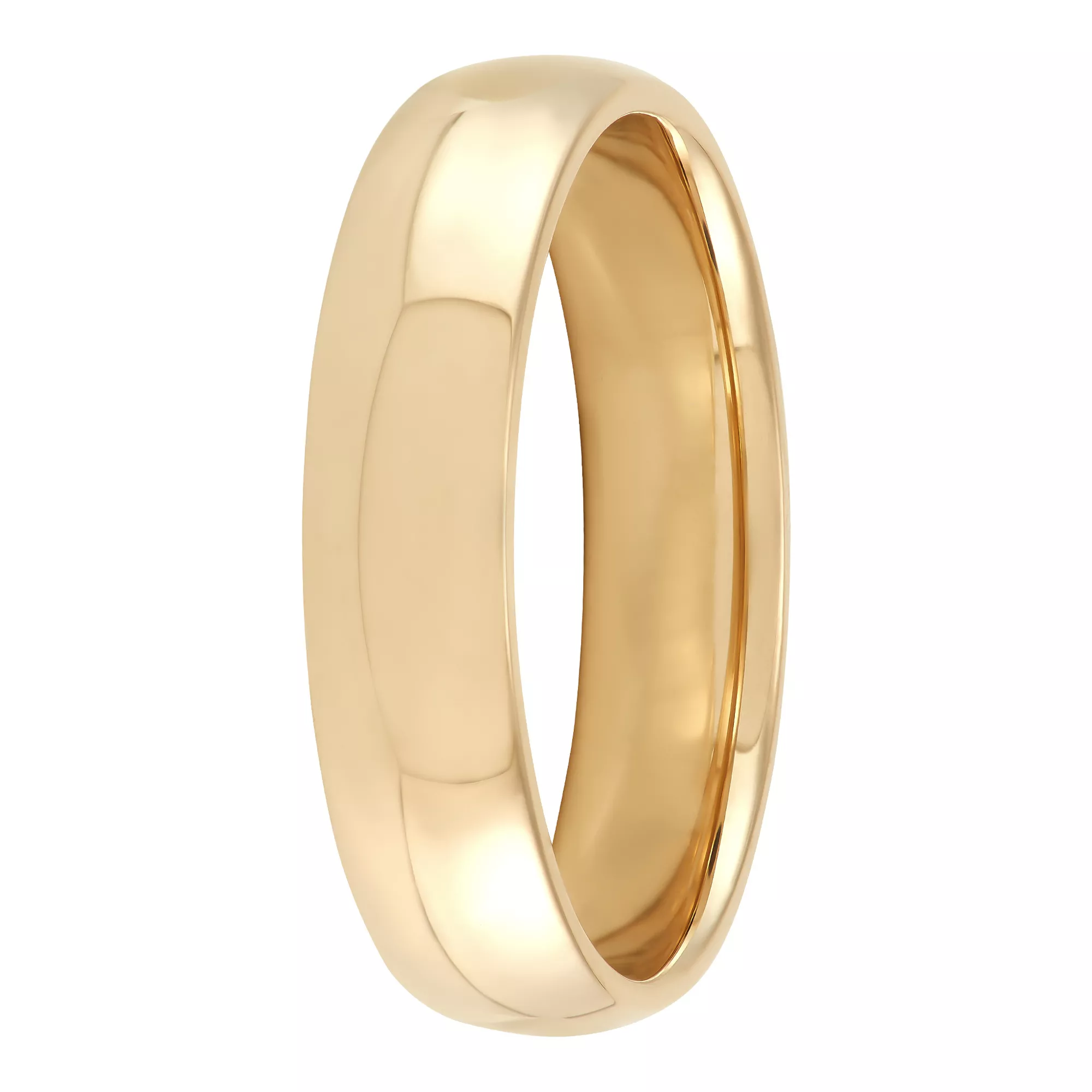 Yellow Gold Polished Rounded Comfort Fit 5mm Band 14K