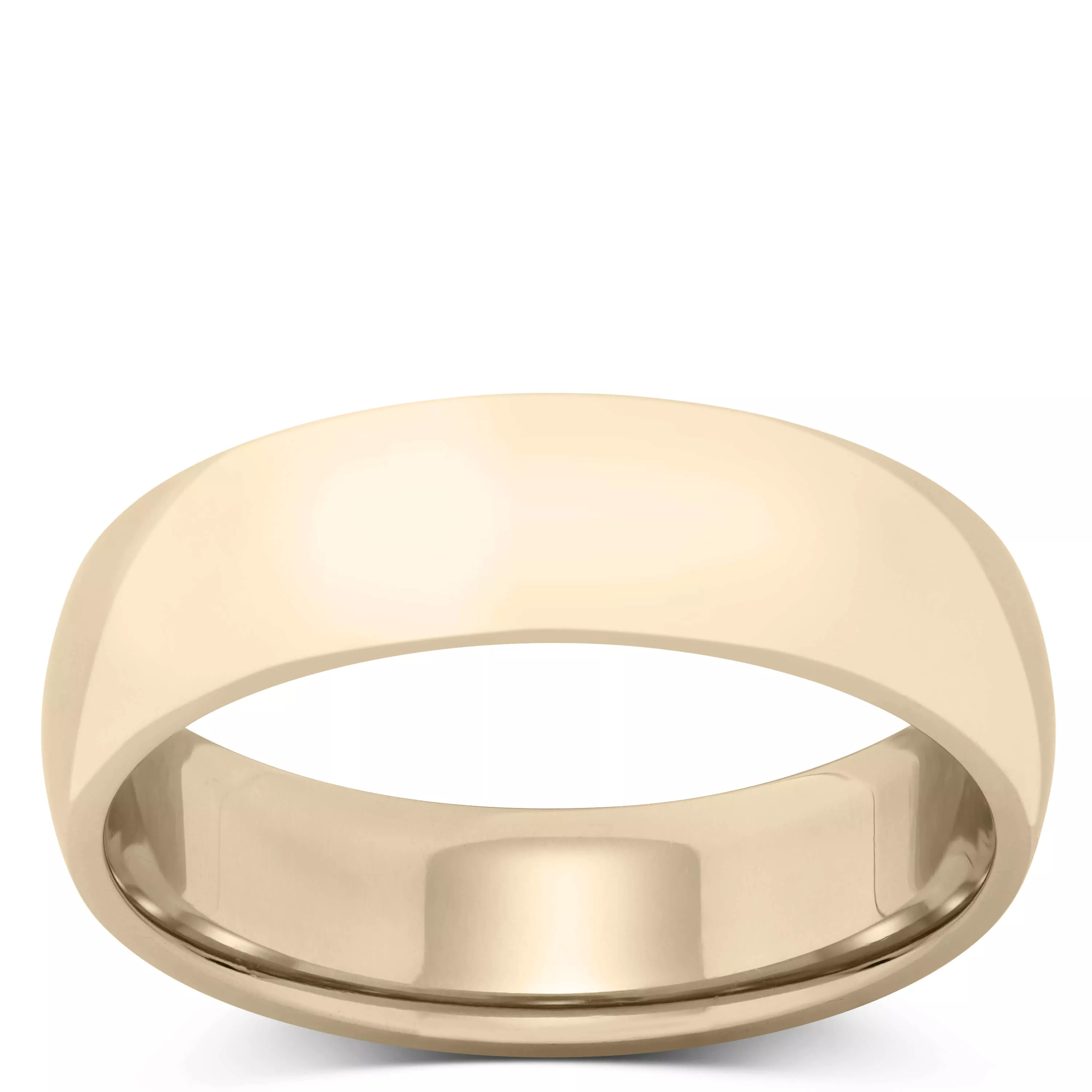 Yellow Gold Polished Rounded Comfort Fit 6mm Band 14K