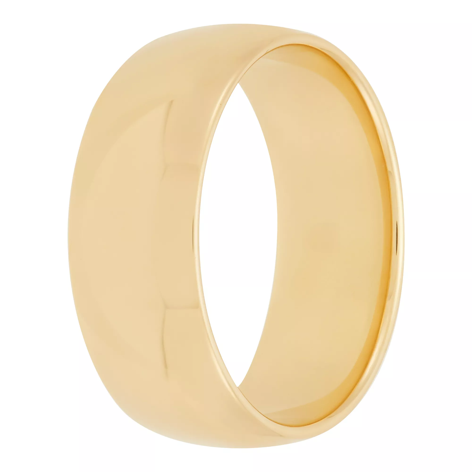 Yellow Gold Polished Rounded Comfort Fit 8mm Band 18K