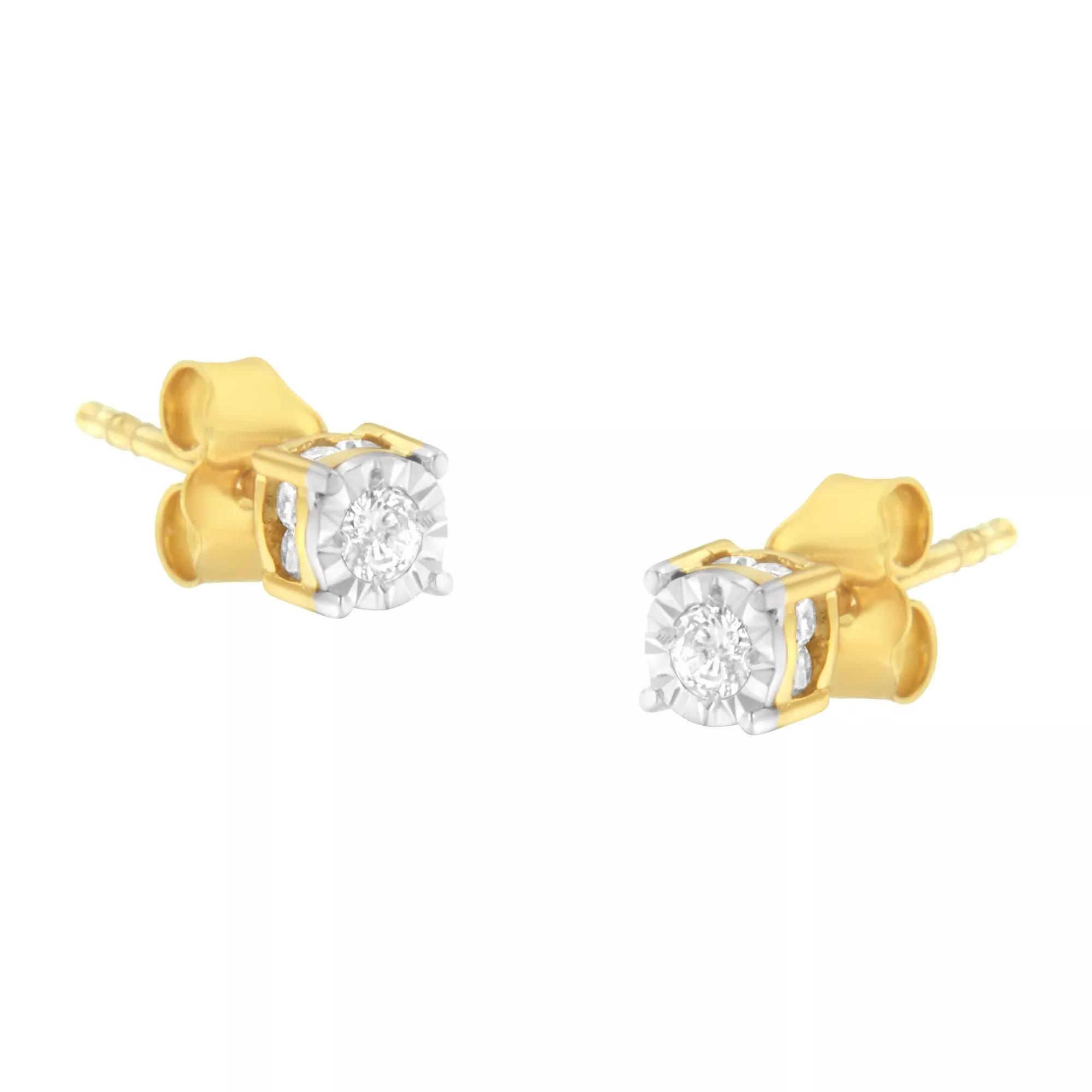 Yellow Plated Sterling Silver Diamond Stud Earring (1/4 cttw, I-J Color, I2-I3 Clarity)