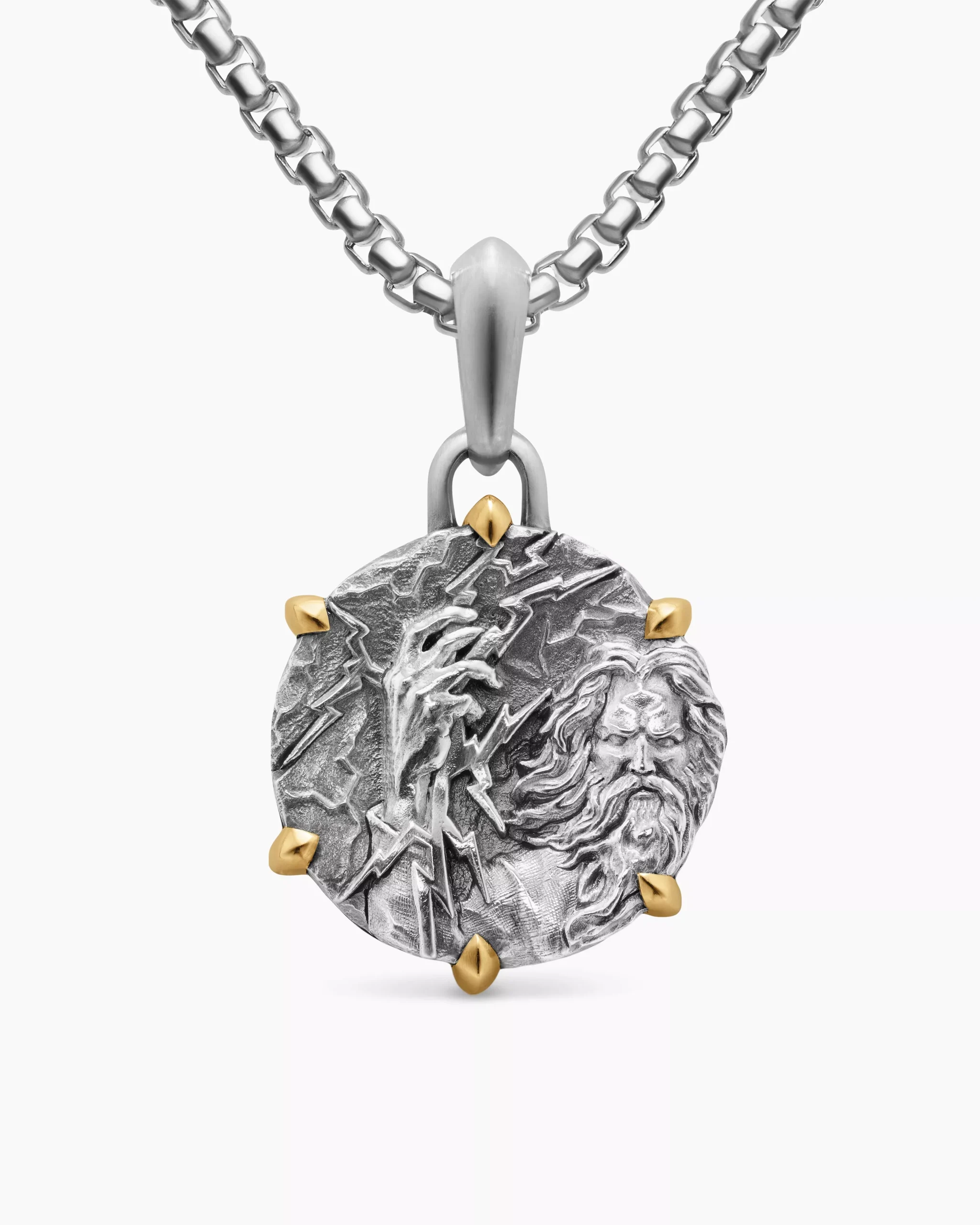 Zeus Amulet Sterling Silver with 18K Yellow Gold, 26.4mm